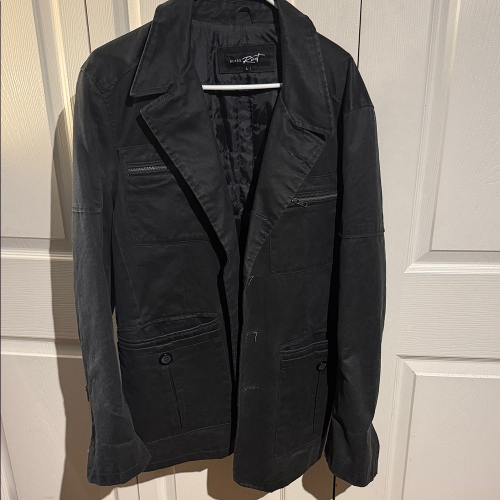 Black Rivet Men's Dark Gray Trench Coat
